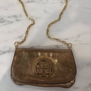 Tory Burch Gold Snake skin purse